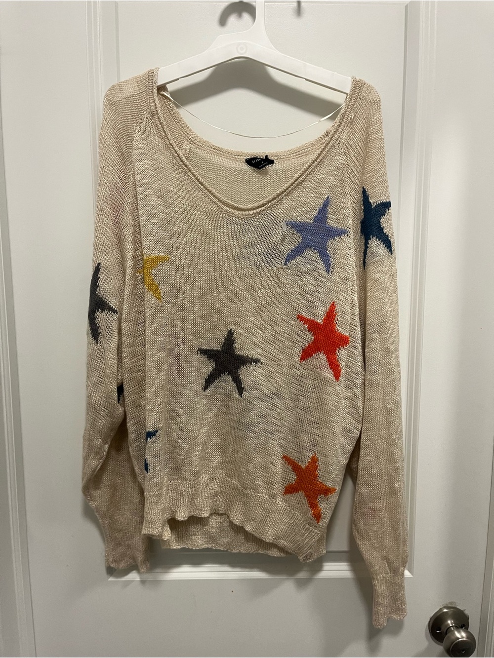 Blank Paige Star Off The Shoulder Sweater Biege With Stars Small